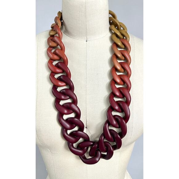 PONO by Joan Goodman Italian Resin Necklace Red Brown Tan 30" - Picture 3 of 6